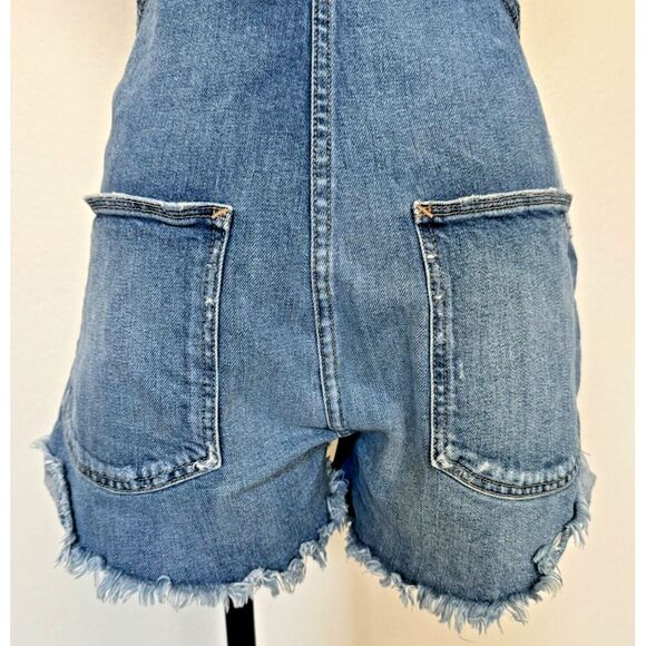 Joes Jeans Shortalls Taylor Hill Medium Blue Denim Bib Overall Shorts Y2K Boho - Picture 4 of 16